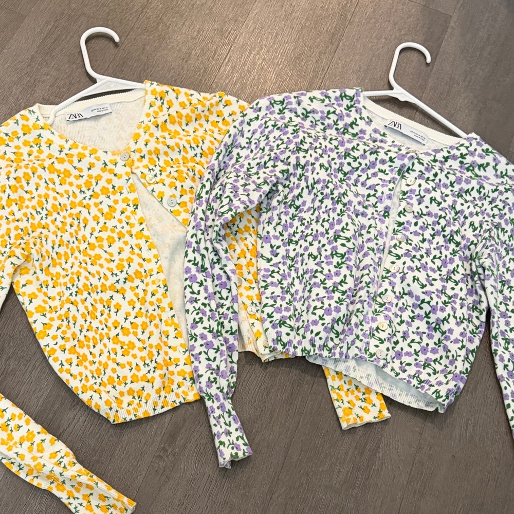 Zara Yellow and Purple Floral Cardigans